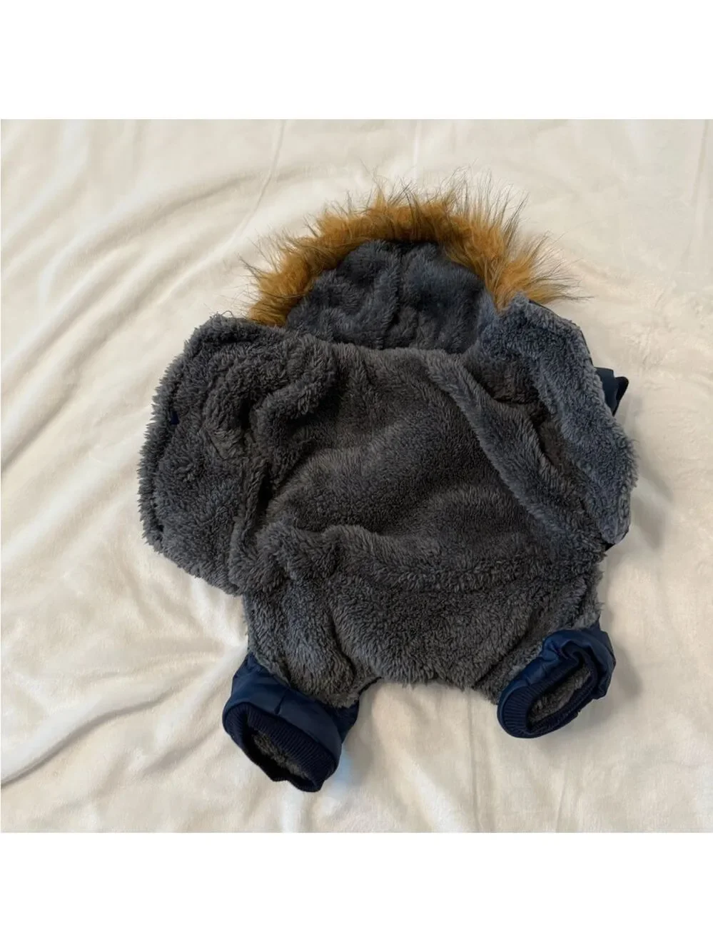 Small Navy Blue Dog Jacket with Patches